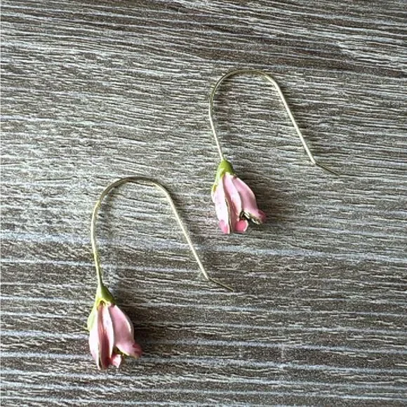 Bohemian flower drop earrings A702 - Picture 3 of 5